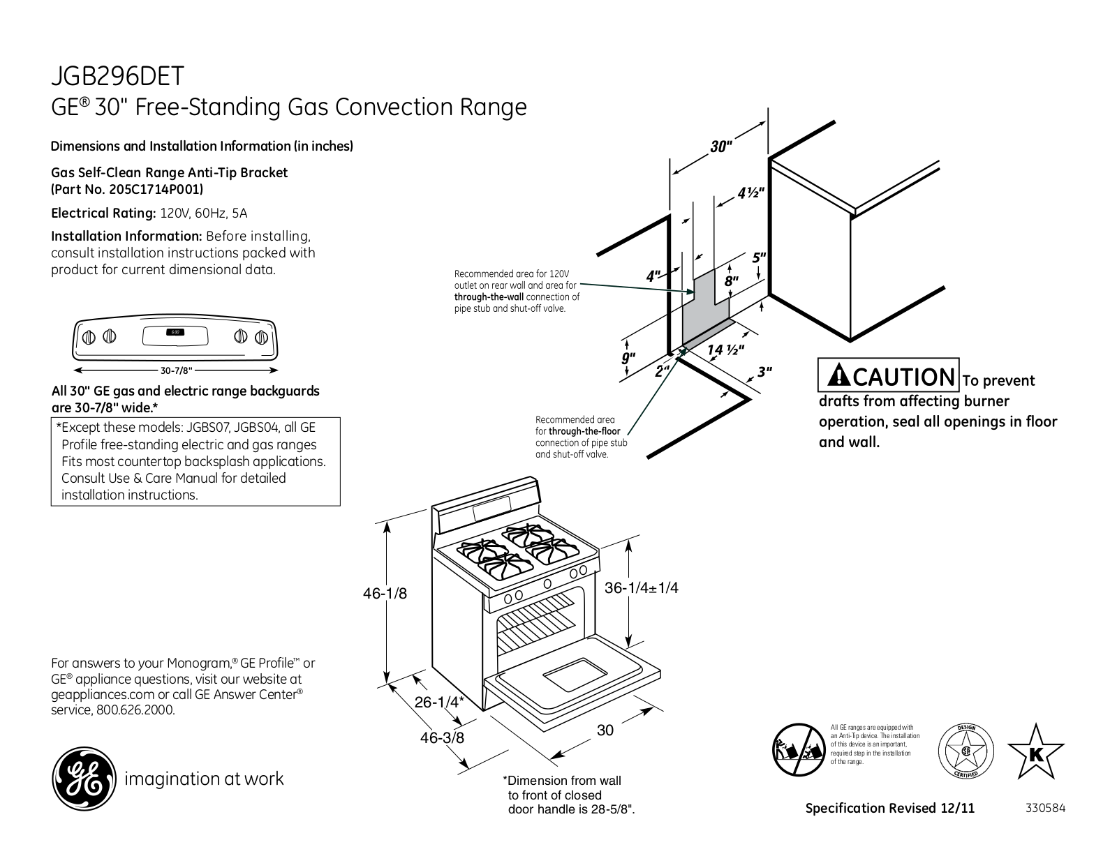 GE JGB296DET Specification