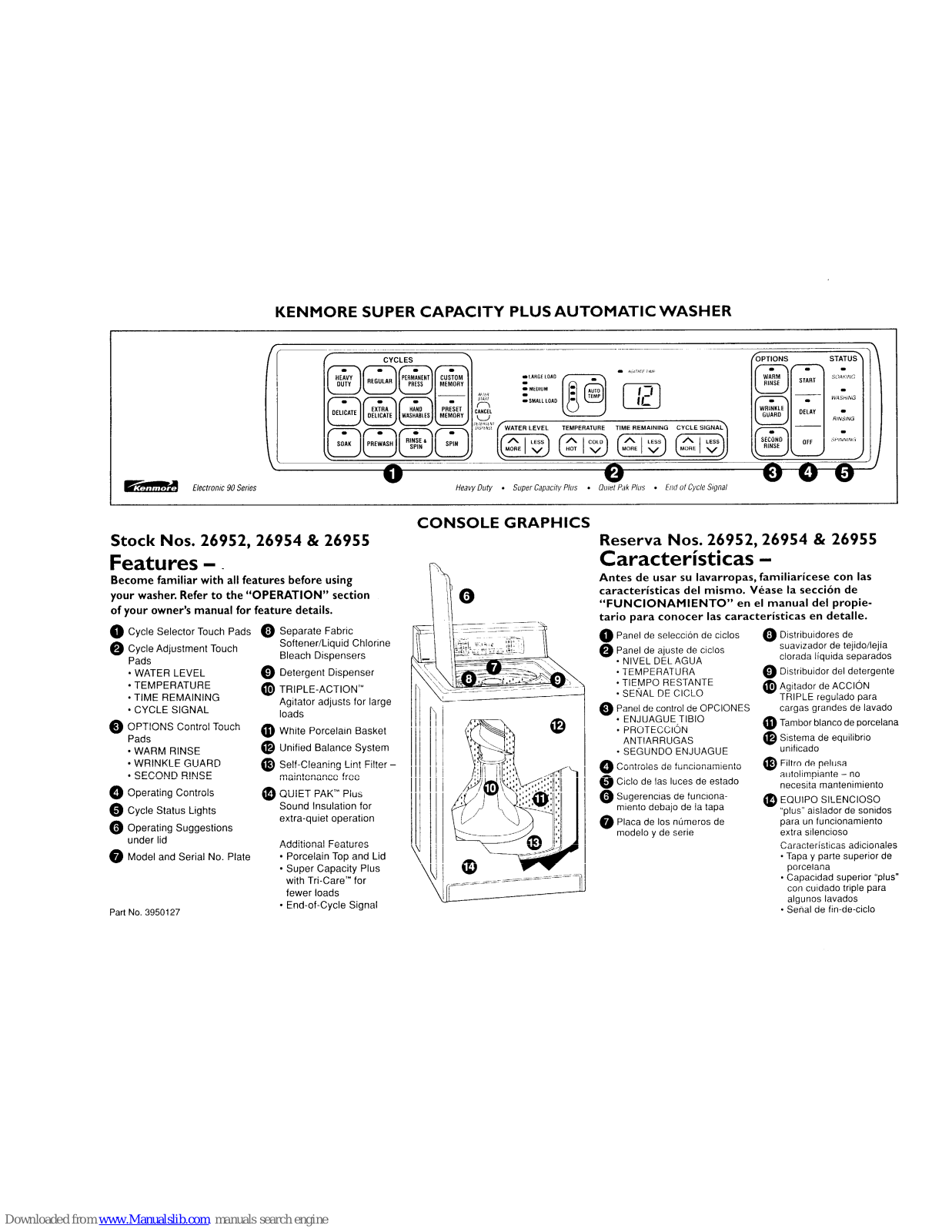 Kenmore 26952, 26954 & 26955, 26954, 26955 Quick Manual - ManualMachine.com
