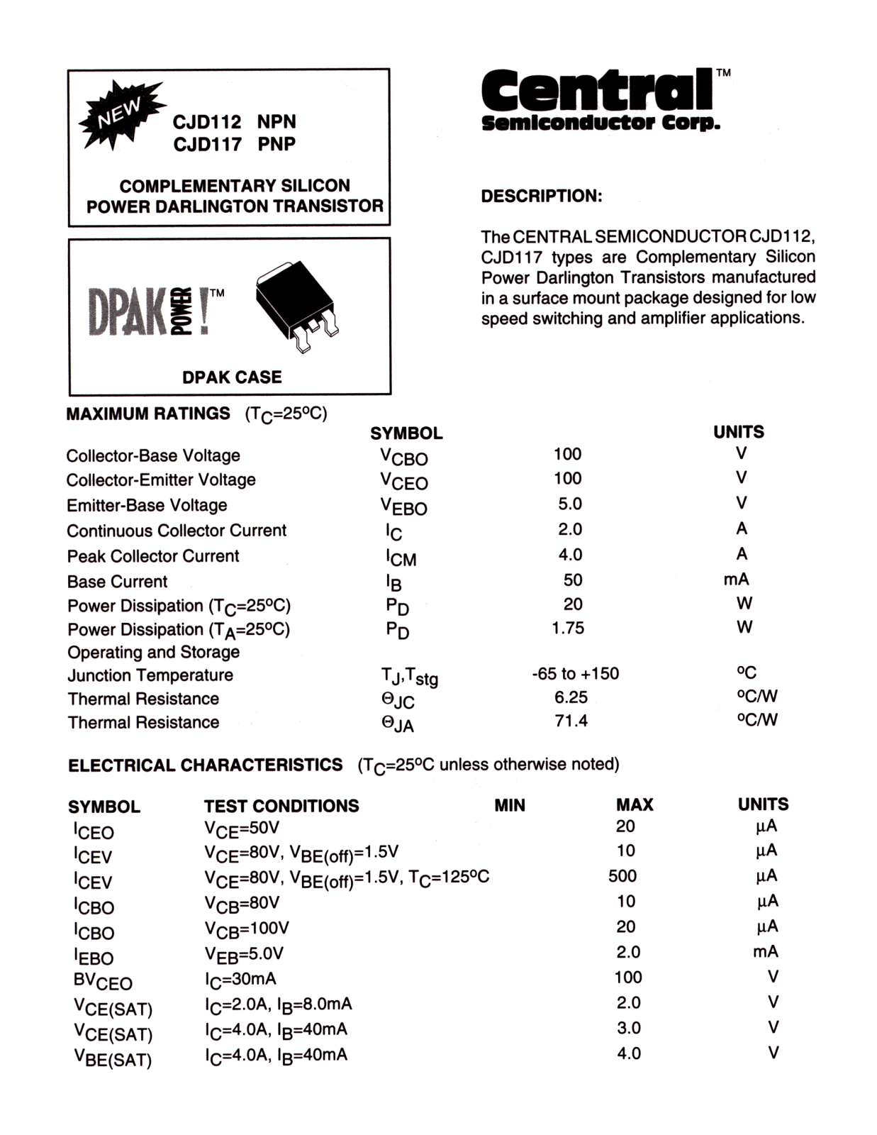 CENTR CJD117, CJD112 Datasheet