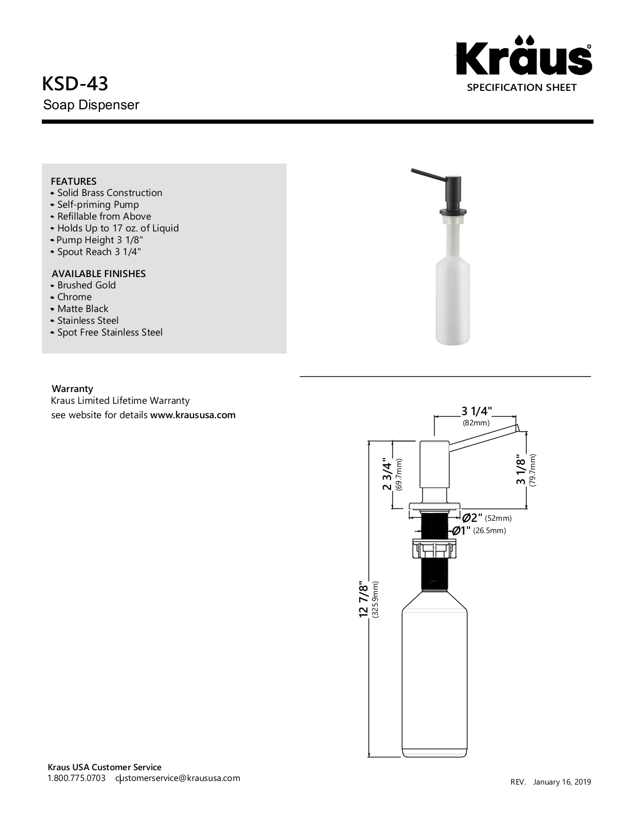 Kraus KUS10152 Specifications - ManualMachine.com