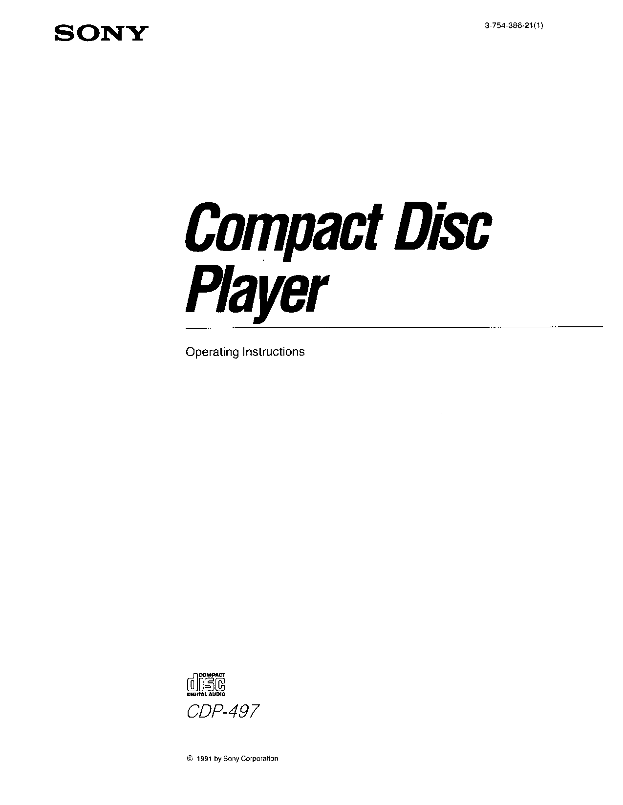 Sony CDP-497 User Manual