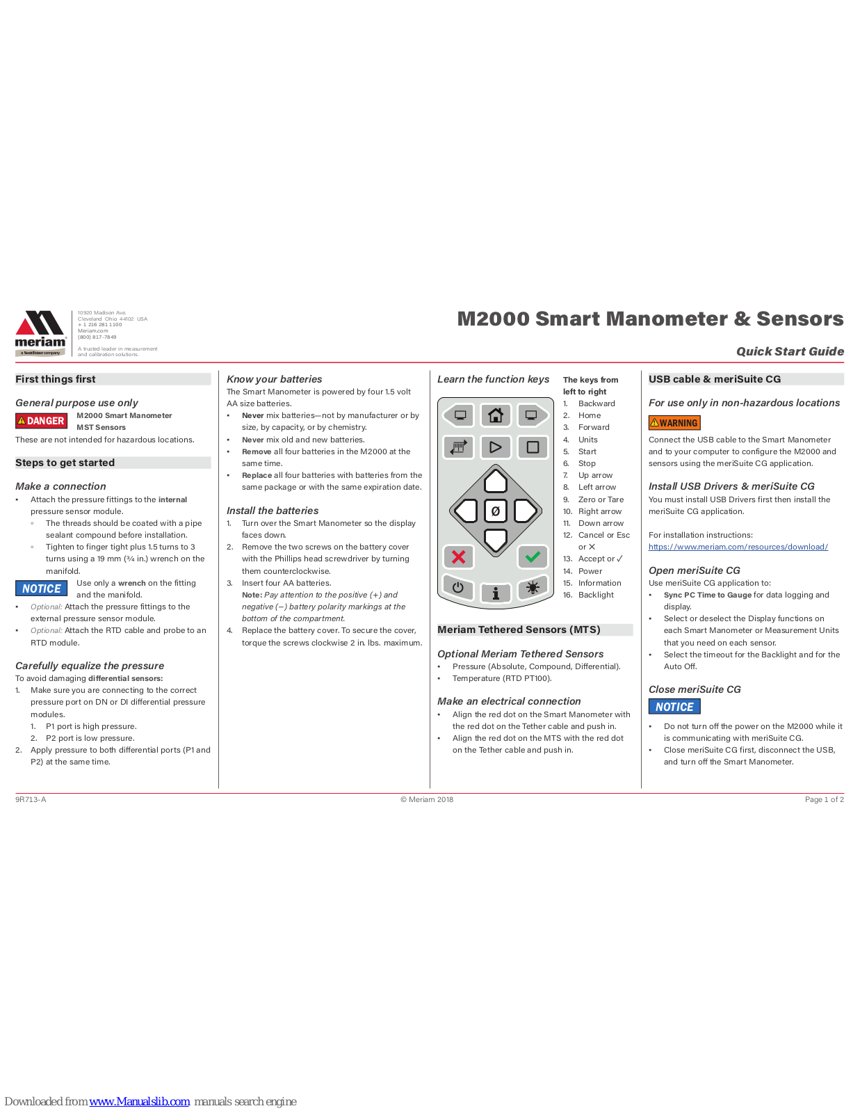 Meriam M2000 Quick Start Manual - ManualMachine.com