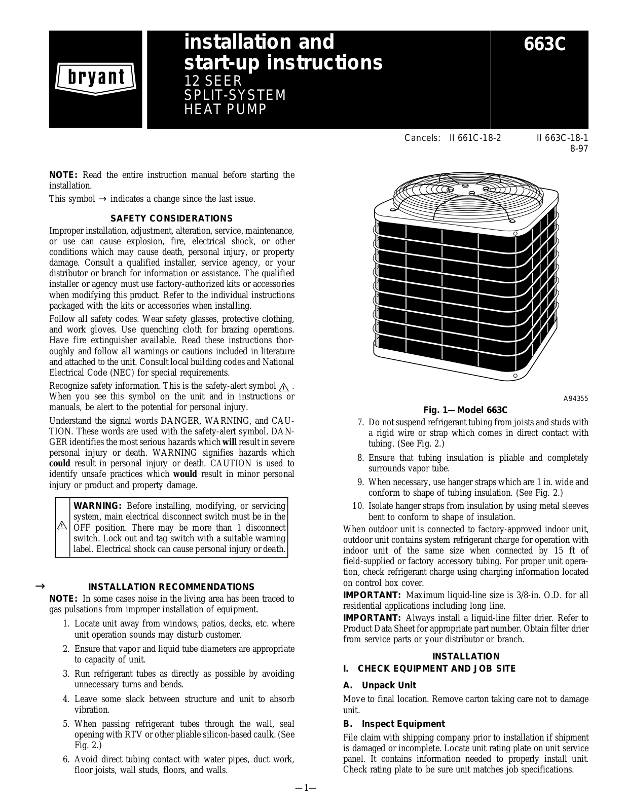 Bryant 663C User Manual