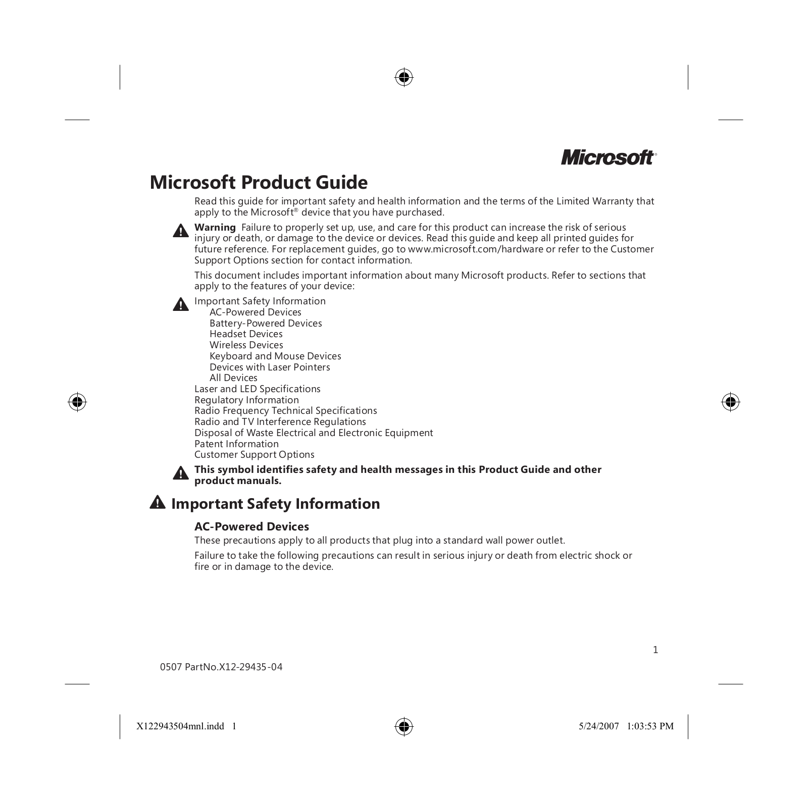 Microsoft 1374 User Manual