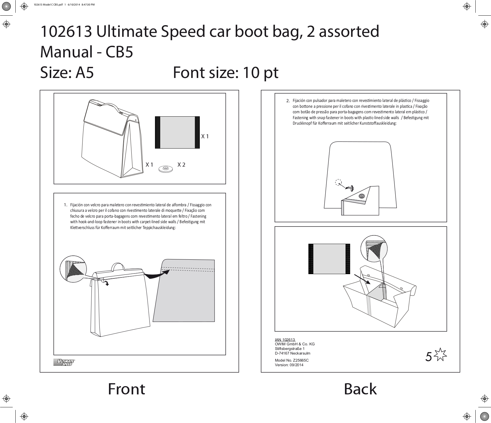 Ultimate Speed Z25665C User Manual