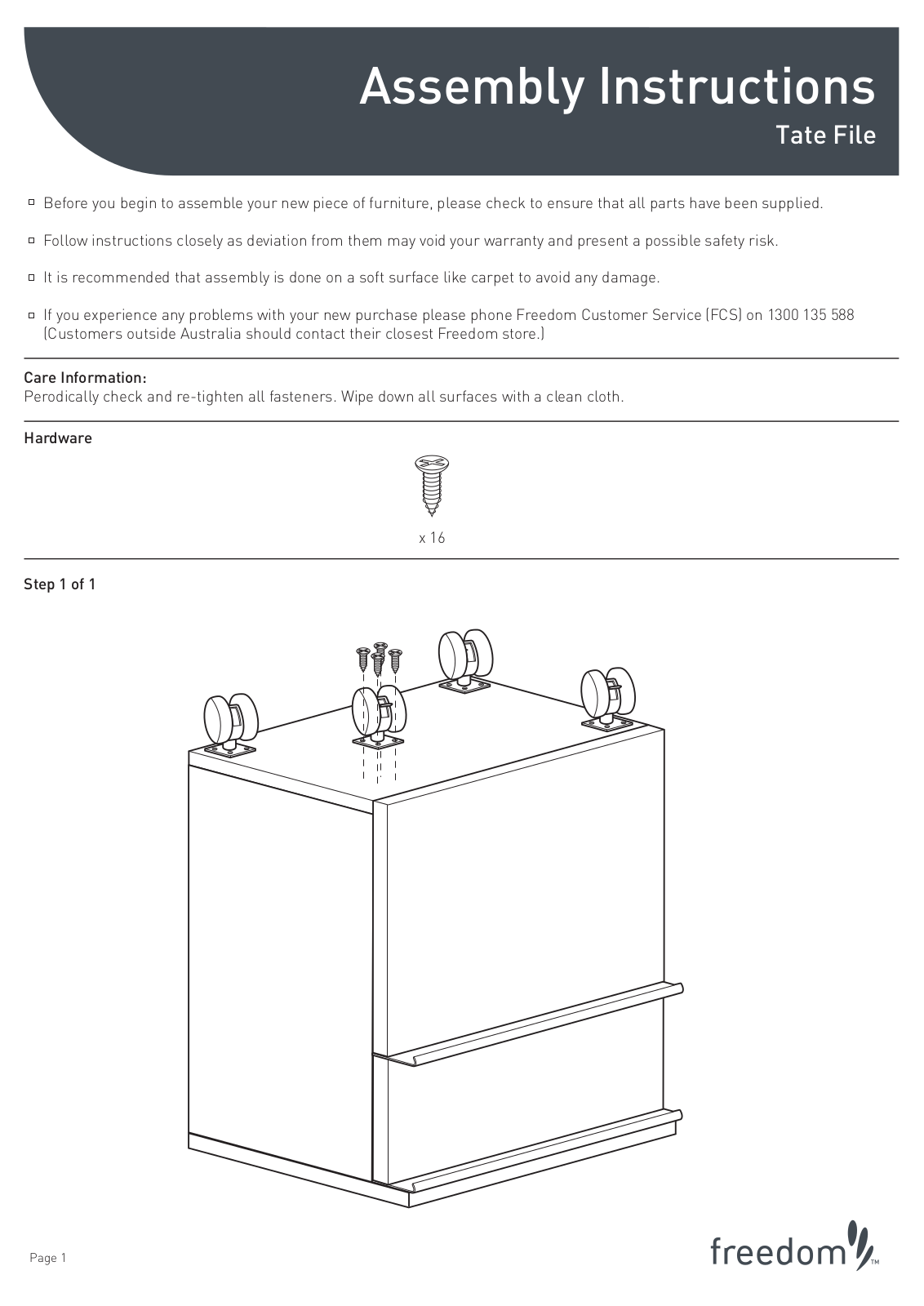 Freedom Tate File Assembly Instruction