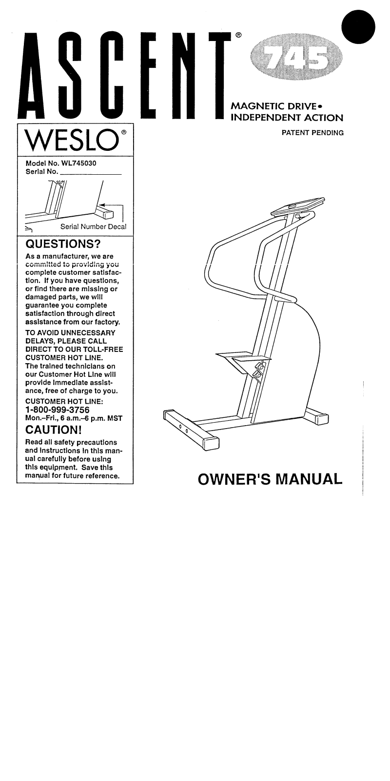 Weslo WL745030 Owner's Manual