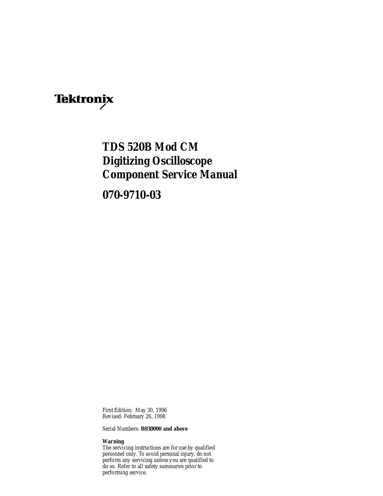 Tektronix TDS 520B Service Manual