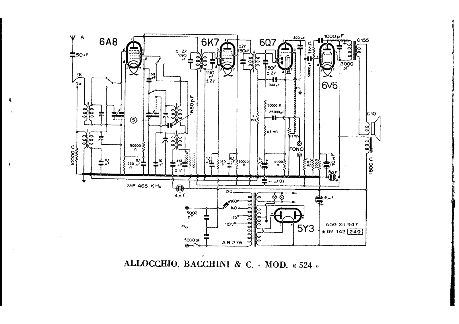 Allocchio Bacchini 524 schematic