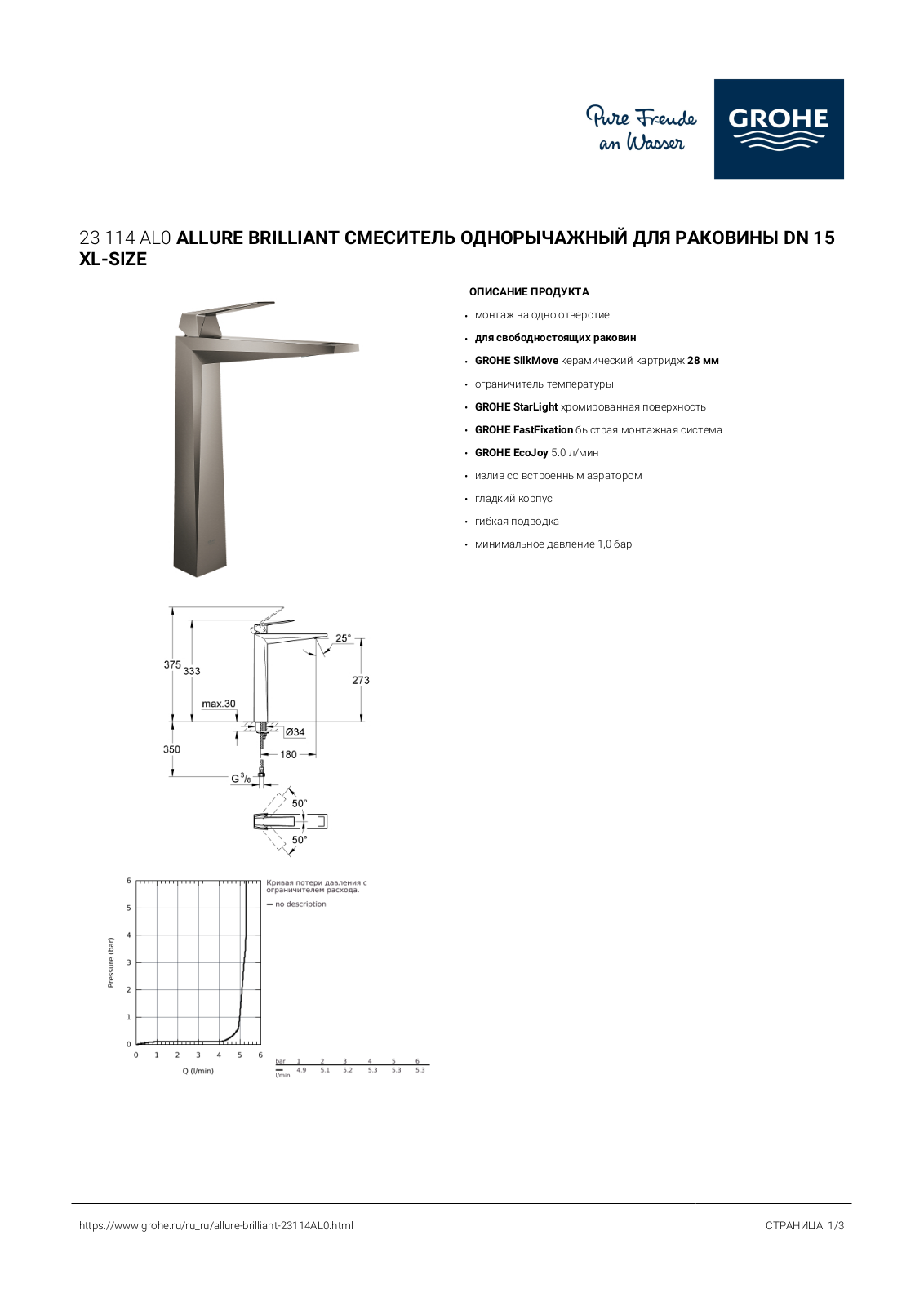 Grohe 23114AL0 Datasheet