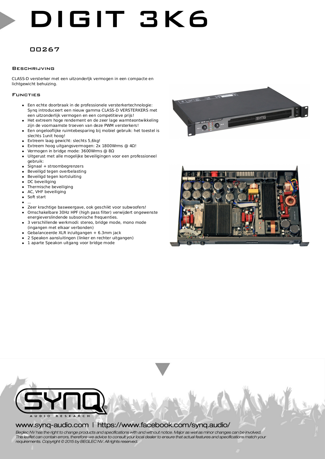 Synq DIGIT 3K6 Spec Sheet - ManualMachine.com