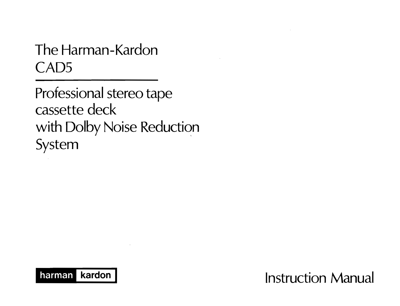 Harman kardon CAD5 User Manual