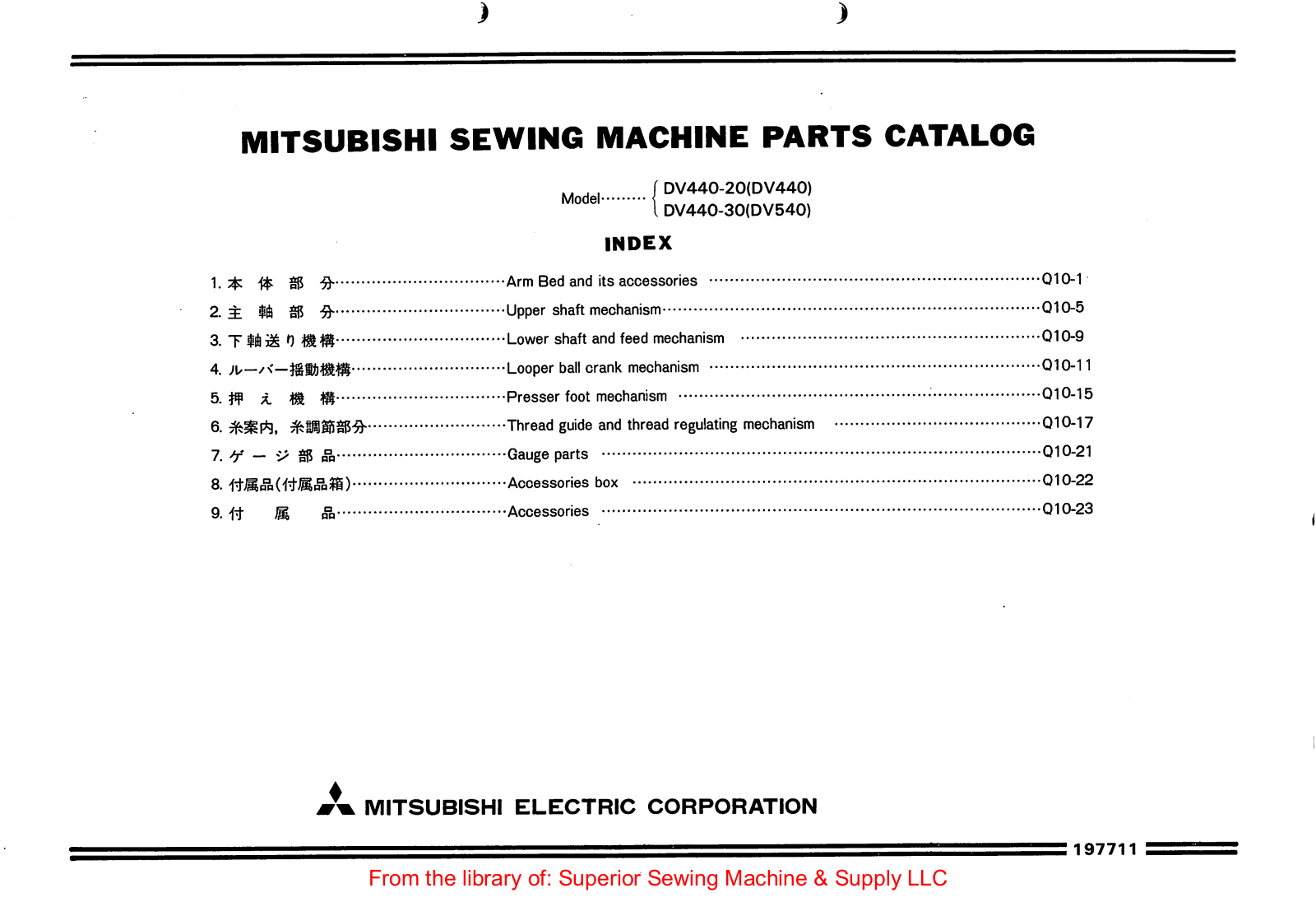Mitsubishi DV440-20, DV-440, DV440-30, DV540 Manual