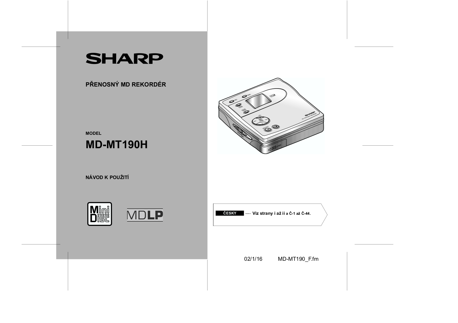 Sharp MD-MT190H User Manual