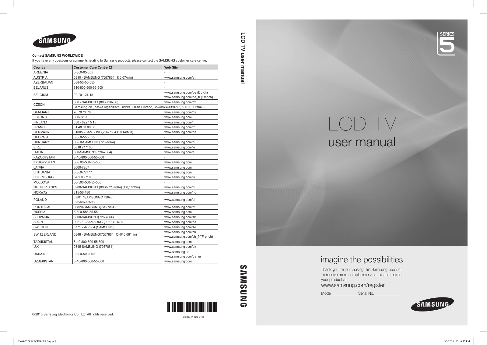 Samsung LE37C550J1W, LE32C550J1W, LE40C550J1W, LE46C550, LE32C550 User Manual