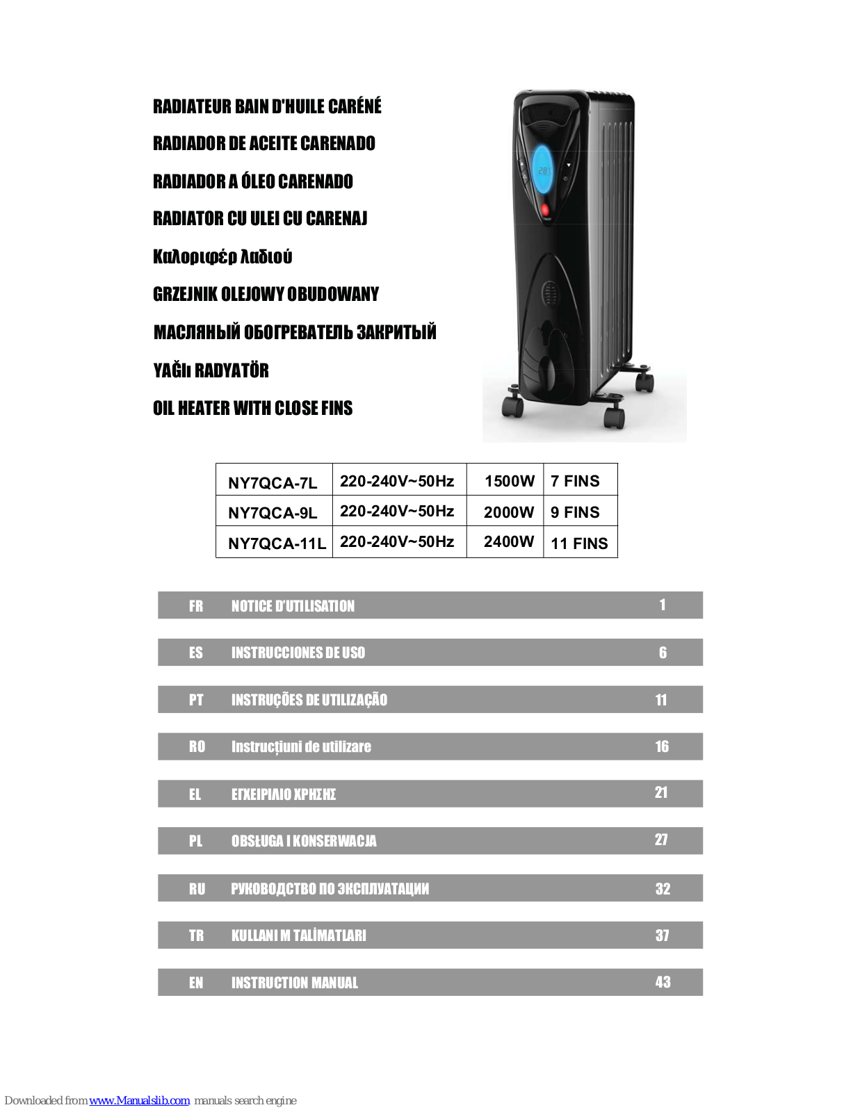 EQUATION NY7QCA-7L, NY7QCA-9L, NY7QCA-11L Instruction Manual