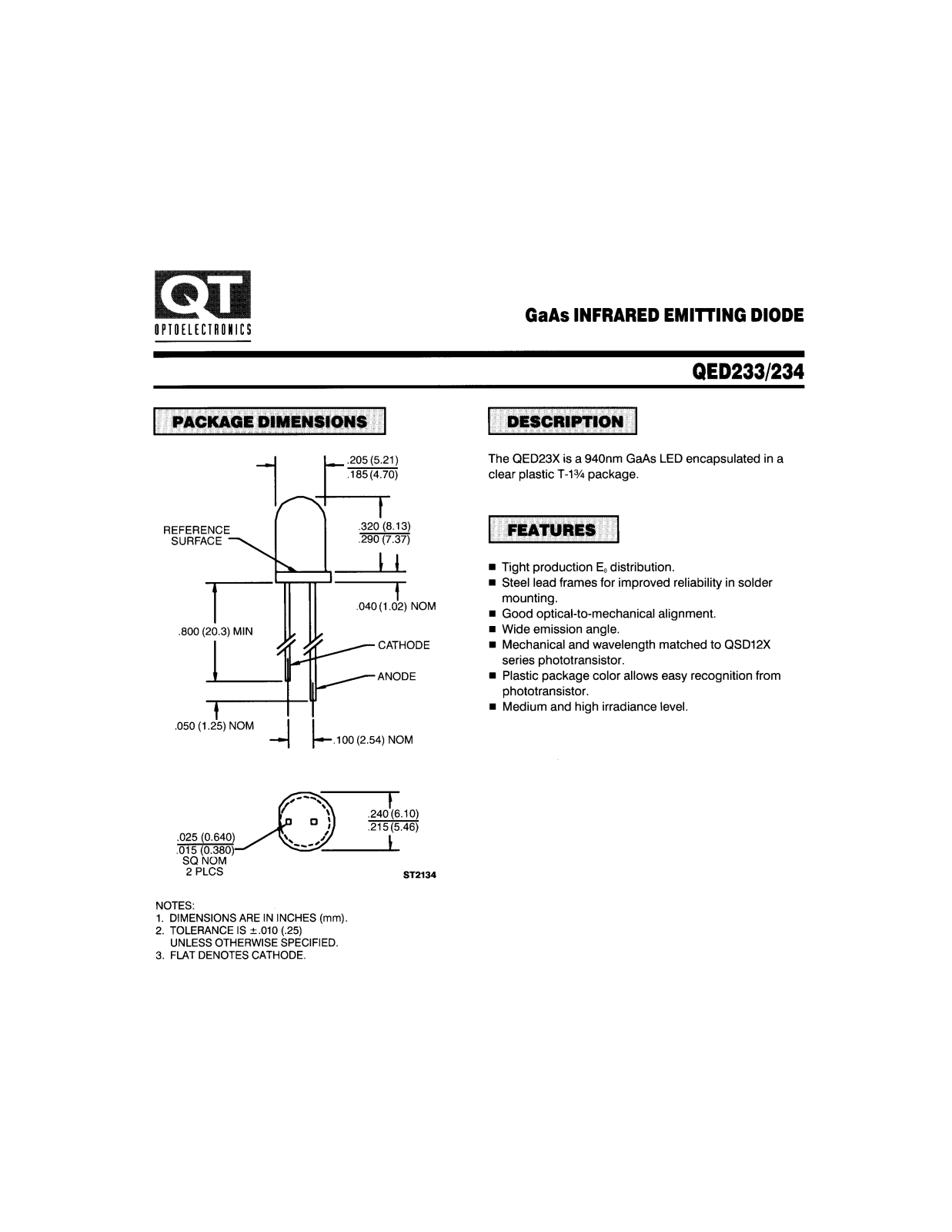 QT QED233, QED234 Datasheet