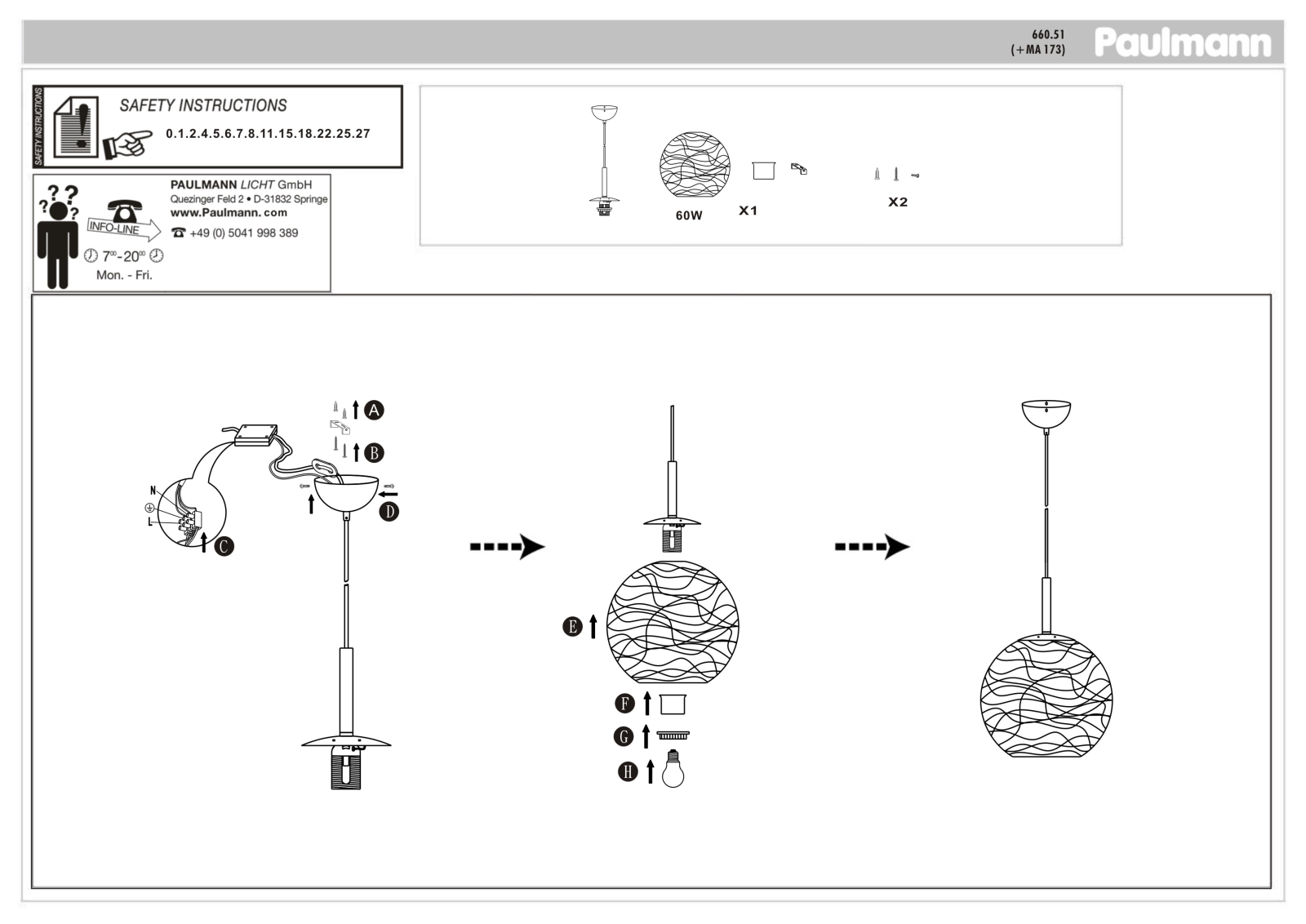 Paulmann 66051 Safety instructions