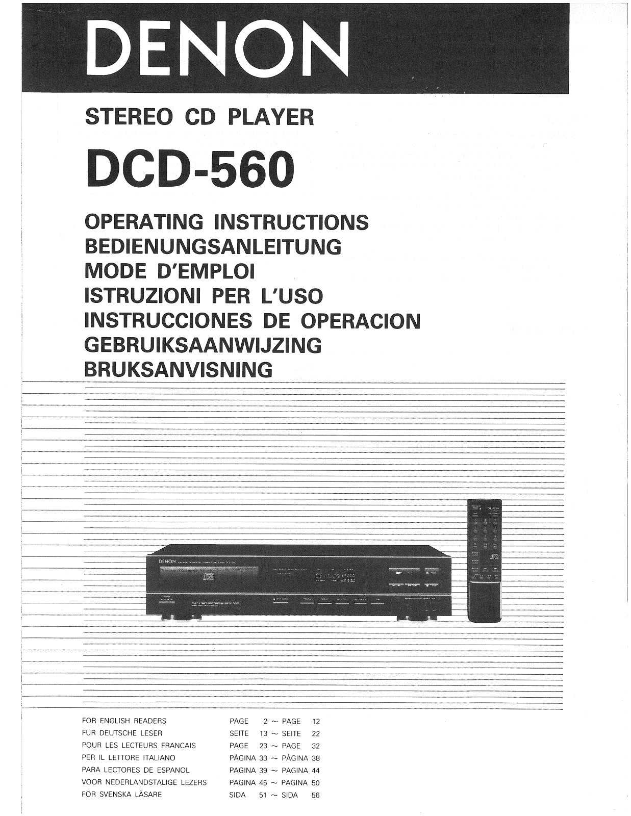 Denon DCD-560 Owner's Manual