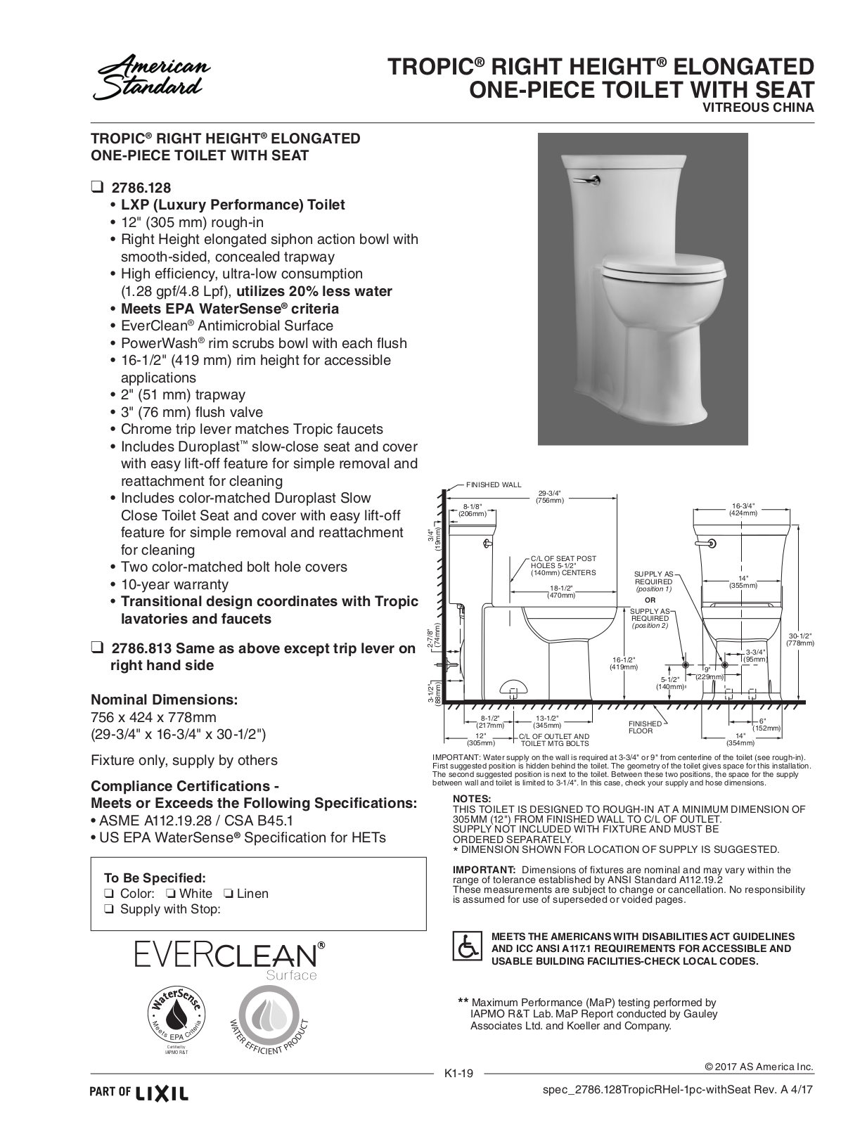 American Standard ASD11280 Specifications - ManualMachine.com