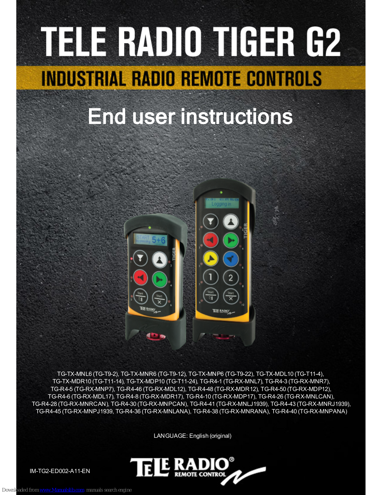 Tele Radio TG-TX-MNL6, TG-T9-2, TG-TX-MNR6, TG-T9-12, TG-TX-MNP6 User Instruction