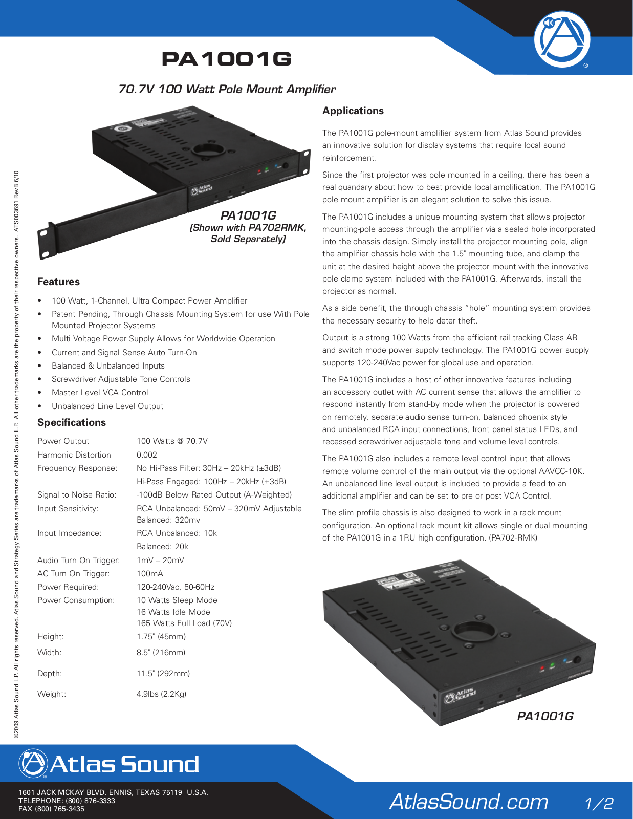 Atlas IED PA1001G Data Sheet