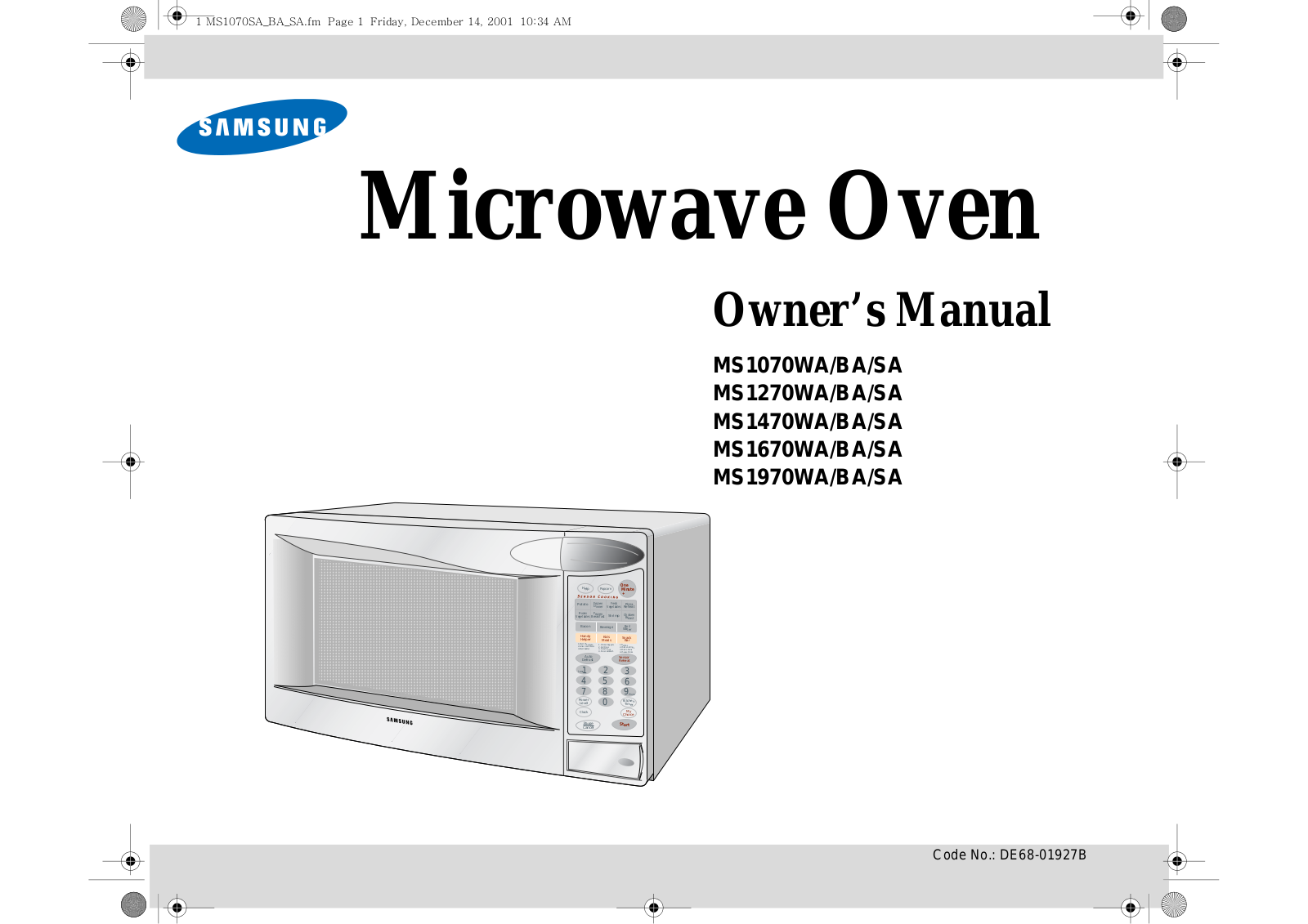 Samsung MS1670BA, MS1070BA, MS1670WA, MS1470BA, MS1070WA User Manual