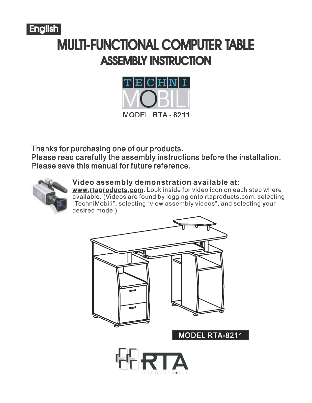 Techni Mobili RTA-8211-M615 User Manual