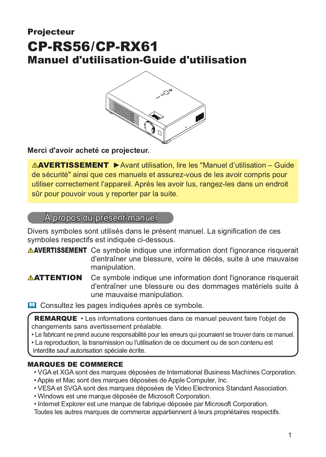 HITACHI CP-RS56W, CP-RX61W User Manual