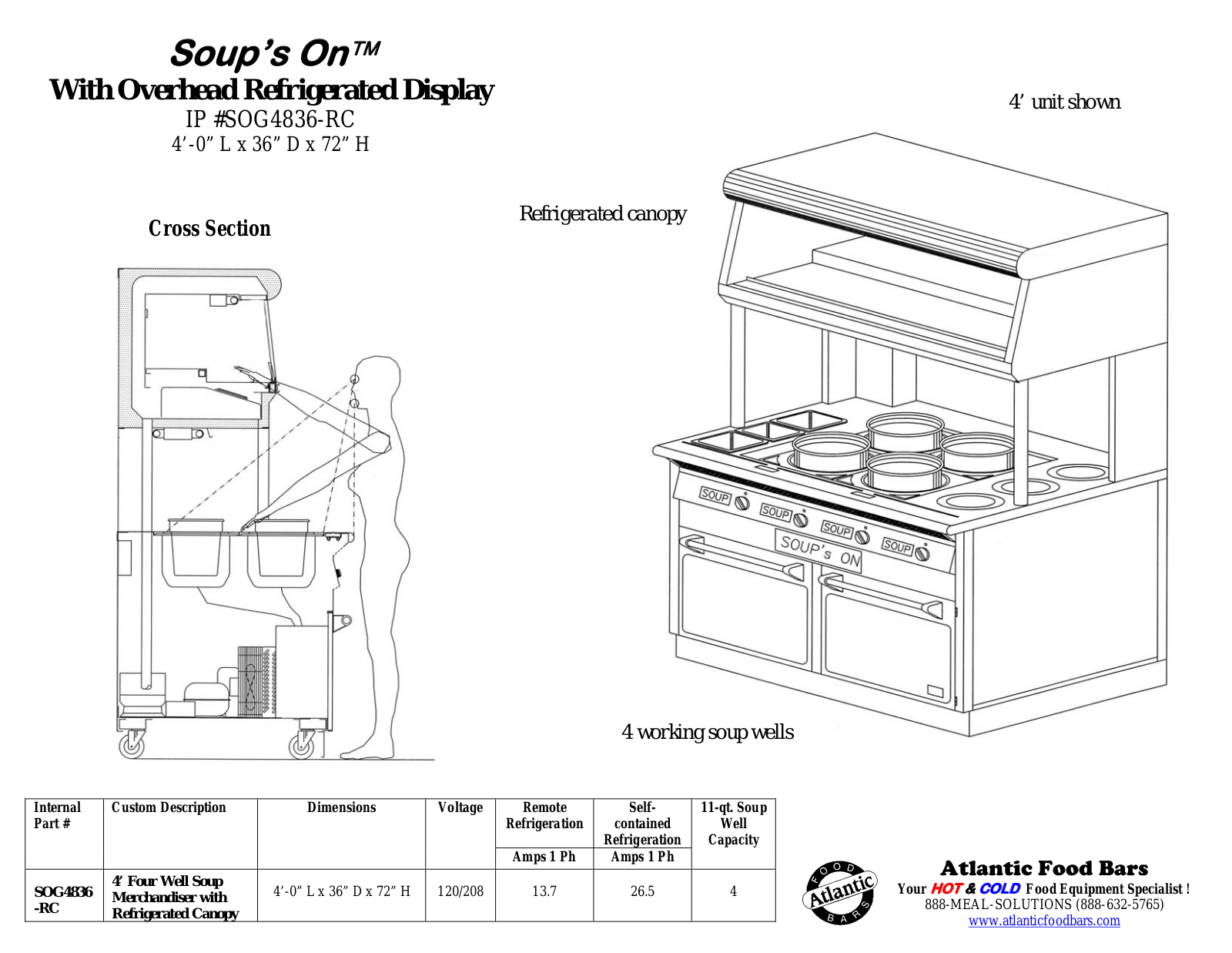 Atlantic Food Bar SOG4836-RC User Manual