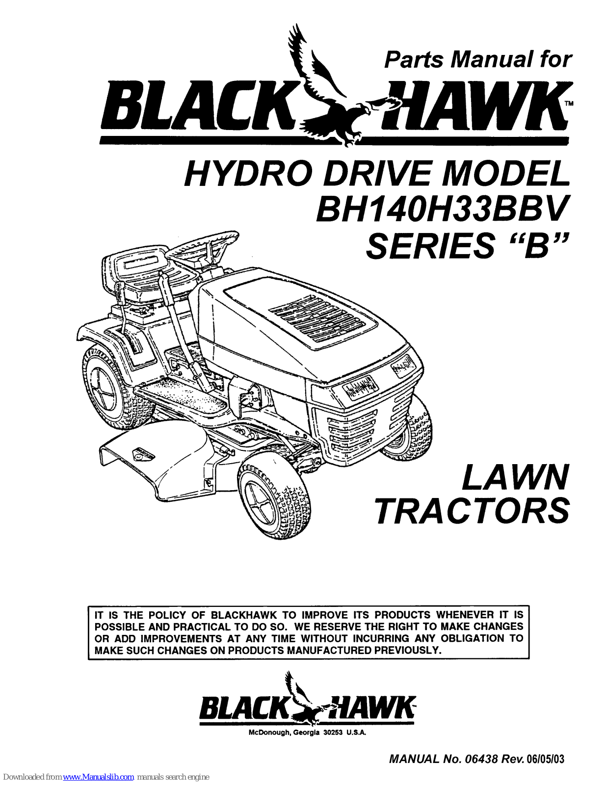 Black Hawk BH140H33BBV Parts Manual