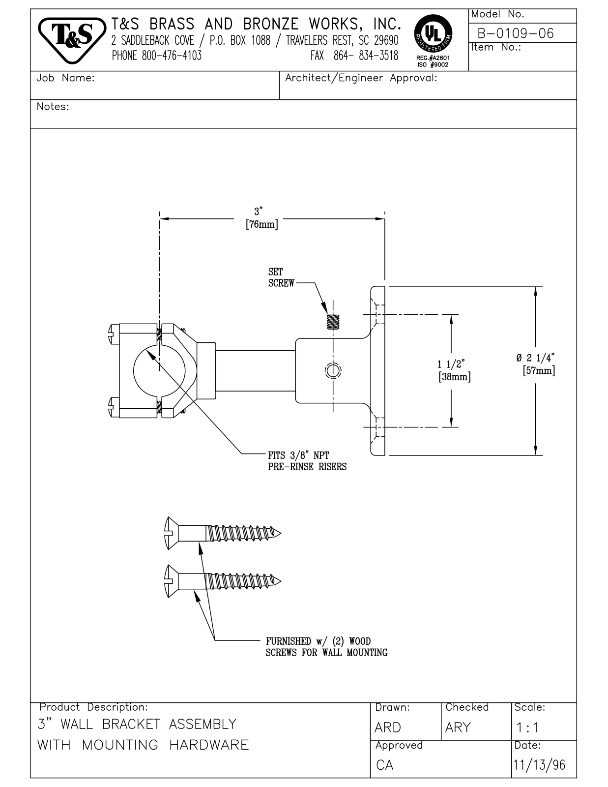 T & S Brass & Bronze Works B-0109-06 General Manual