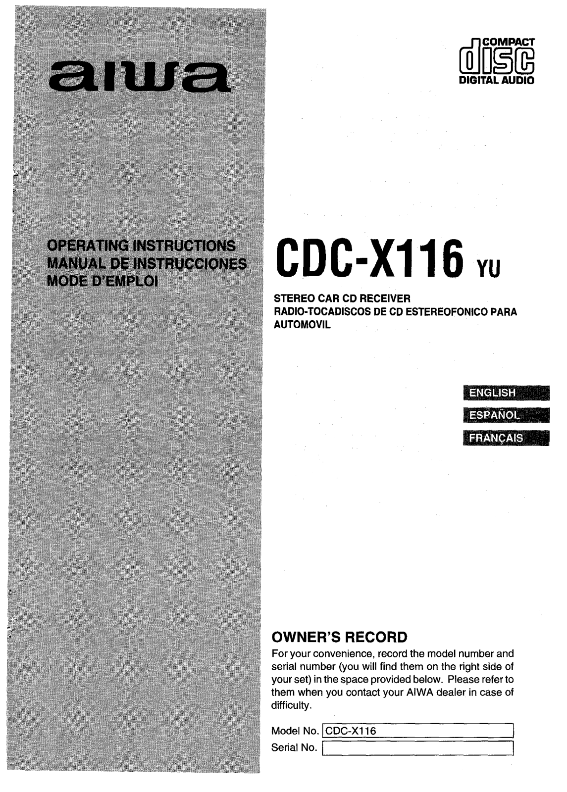 Sony CD-CX116 User Manual - ManualMachine.com