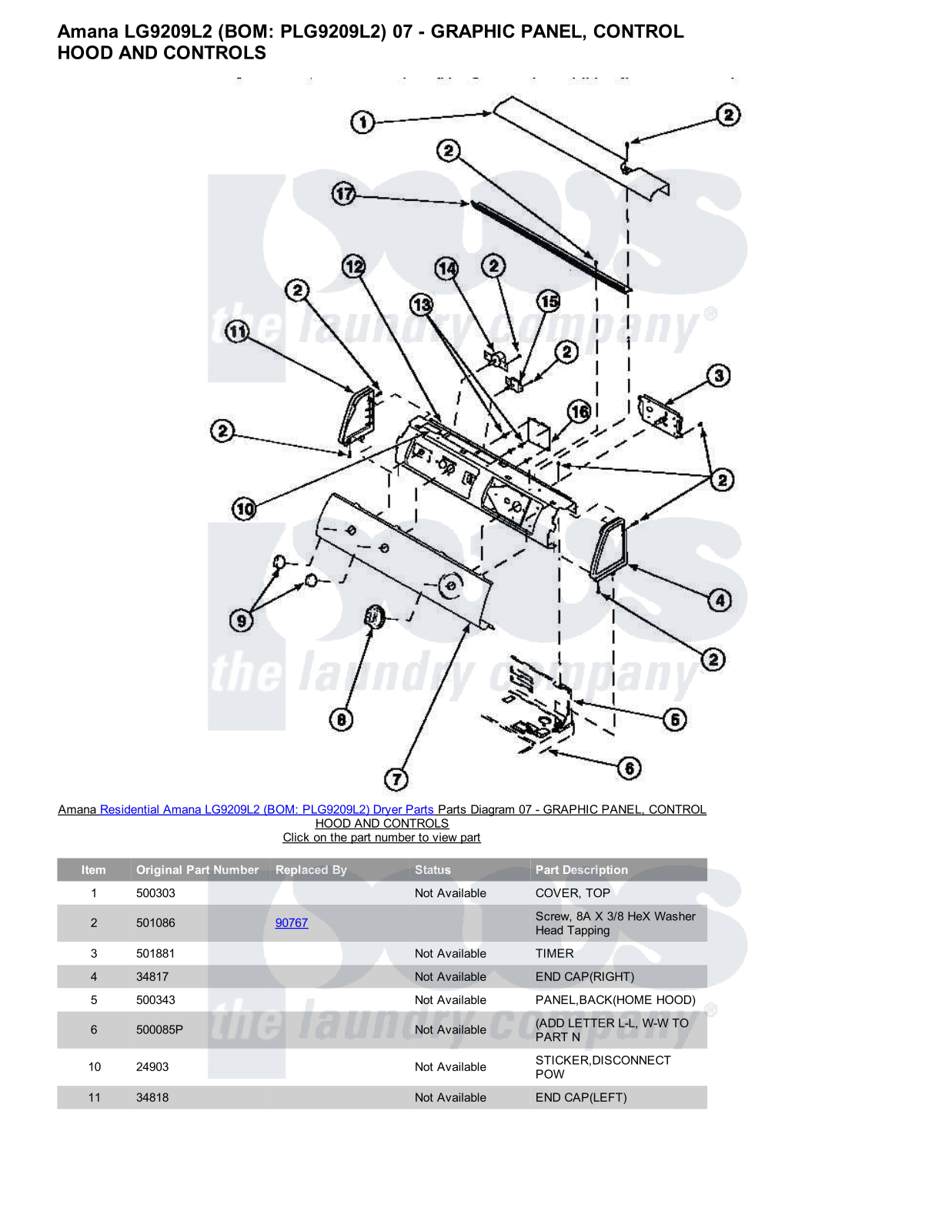 Amana LG9209L2 Parts Diagram