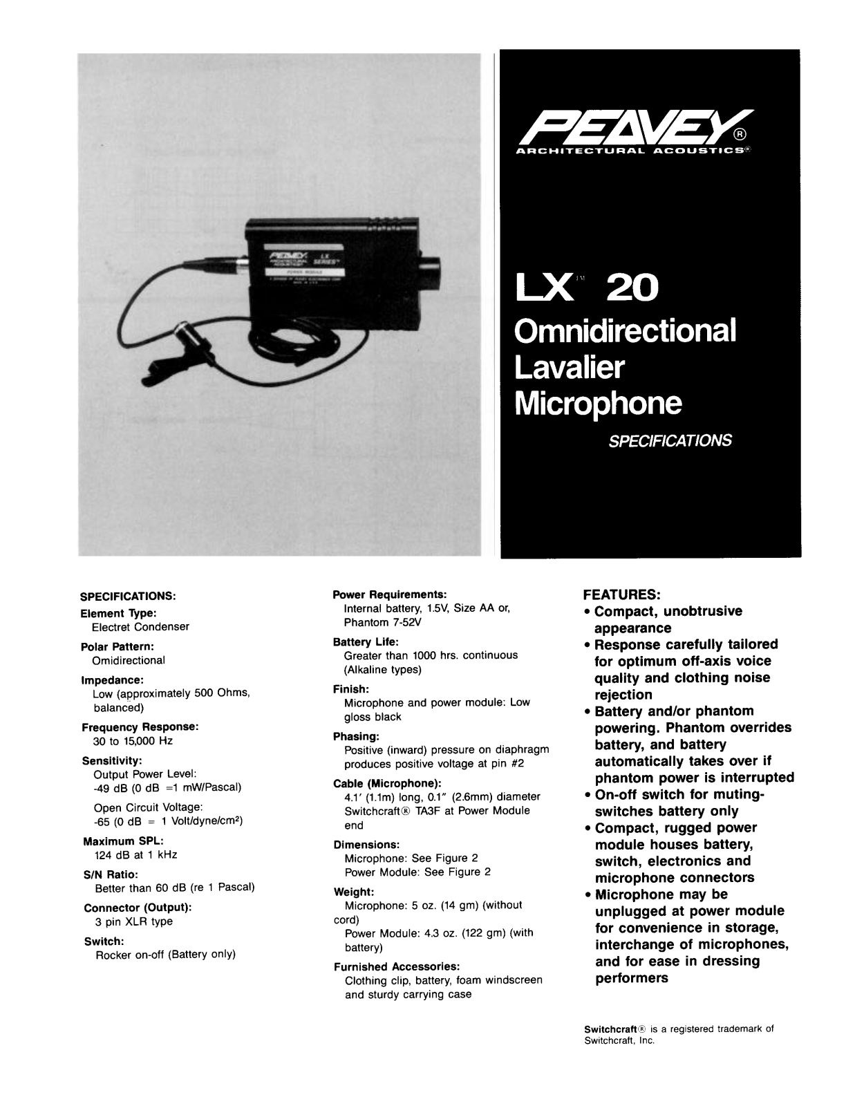 Peavey LX 20 User Manual