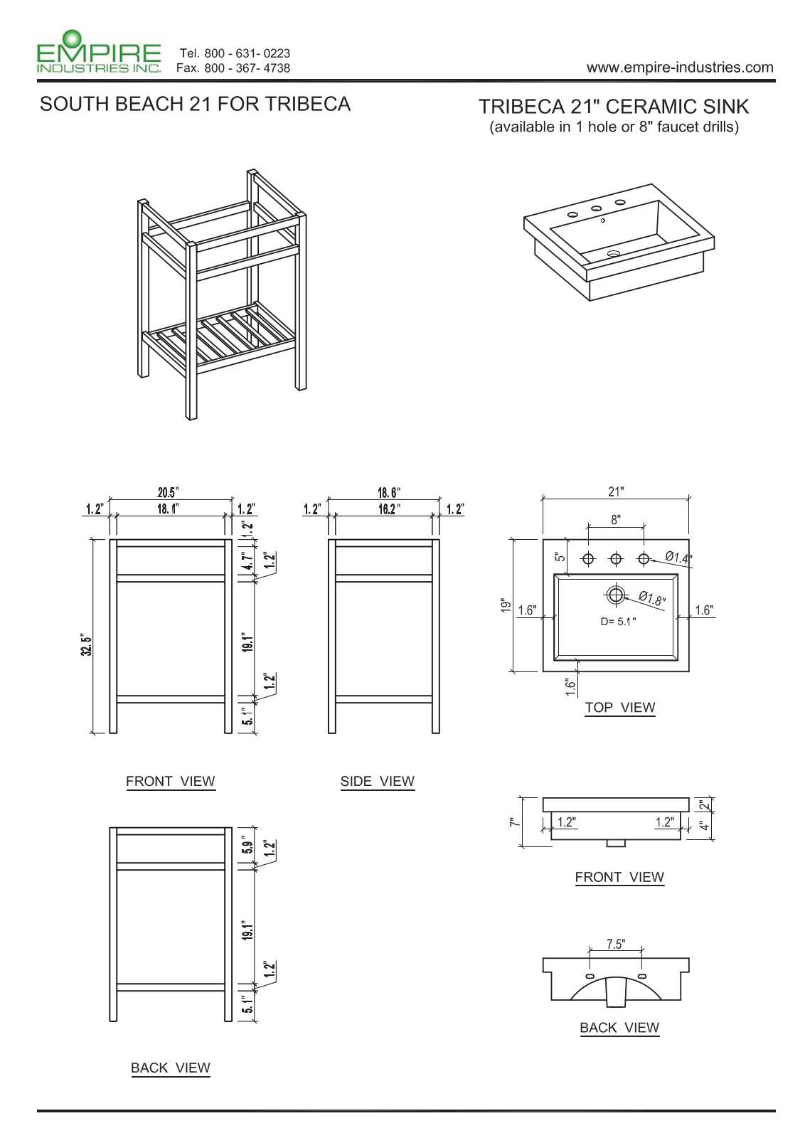 Empire Industries SBT21SN Specs