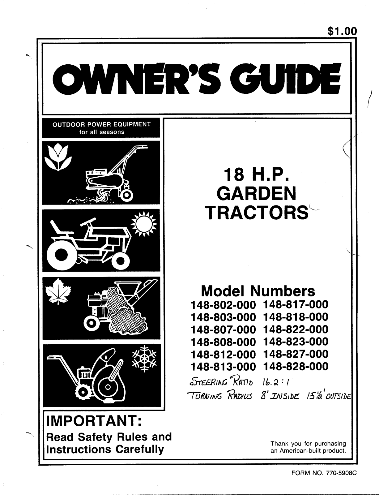 MTD 148-807-000, 148-803-000, 148-808-000, 148-802-000, 148-827-000 User Manual