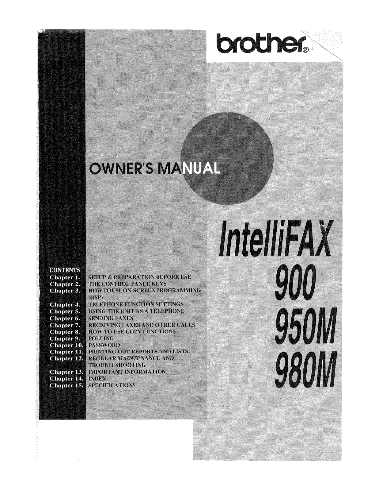 Brother INTELLIFAX 900, 980M, 950M User Manual