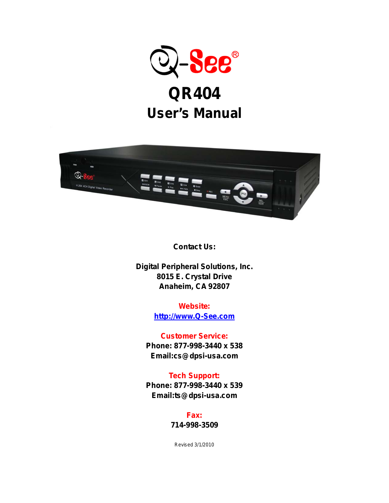 Q-See QR404 User Manual