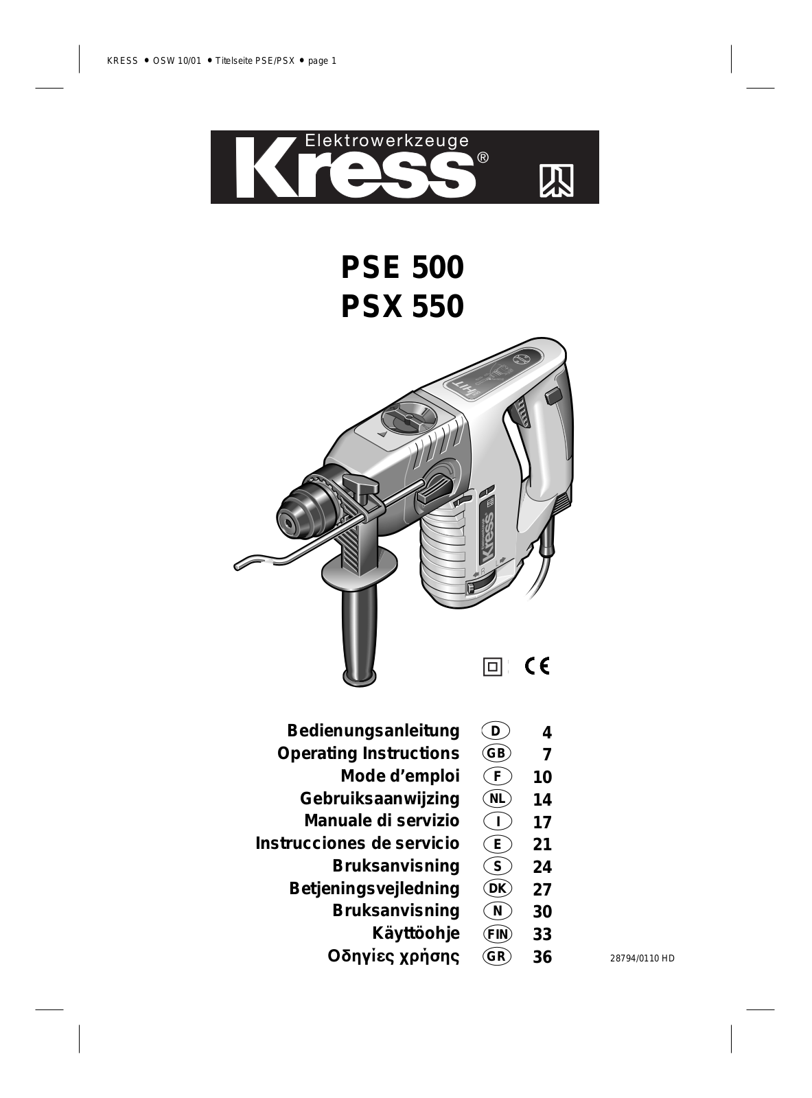 Kress PSE 500, PSX 550 Manual