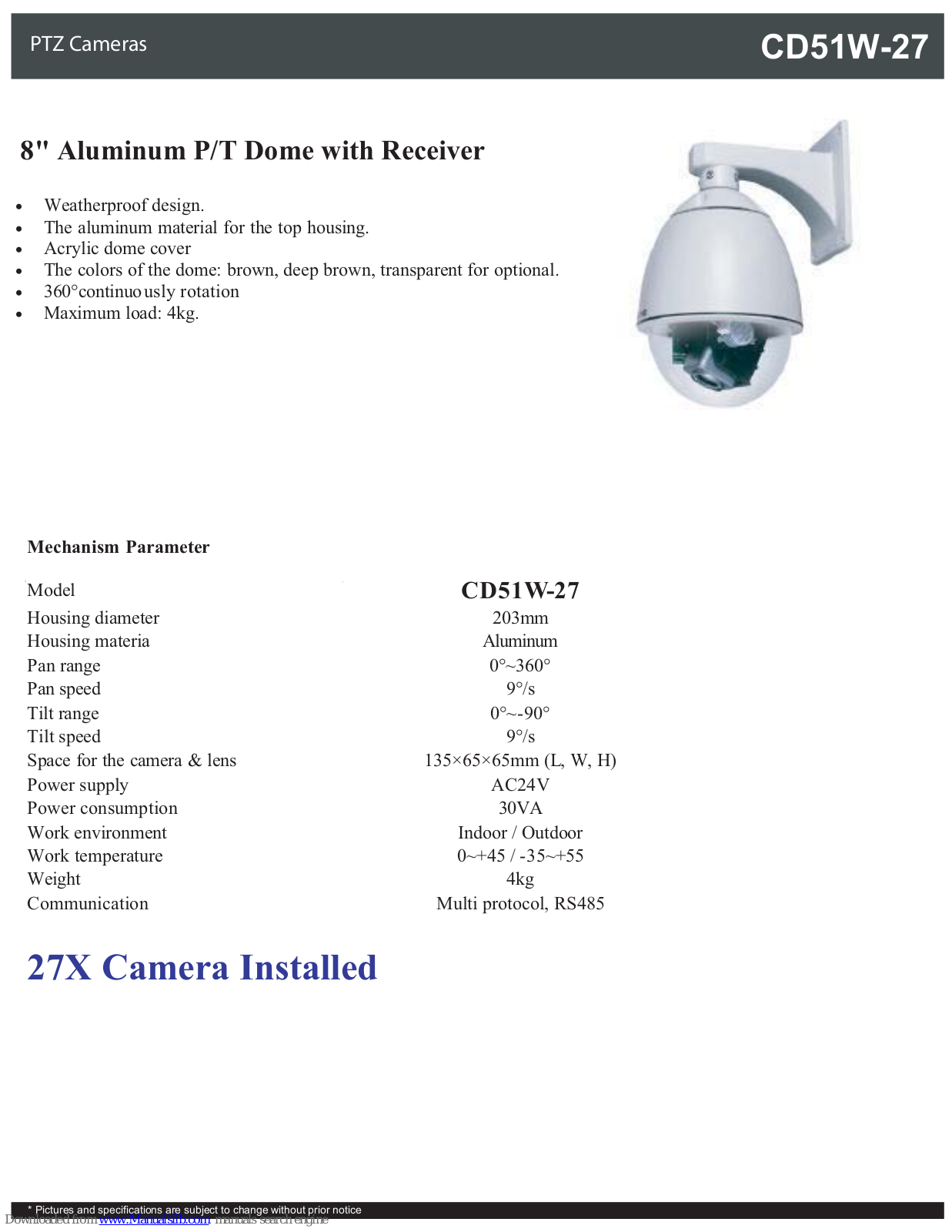 COP-USA CD51W-27 Specifications