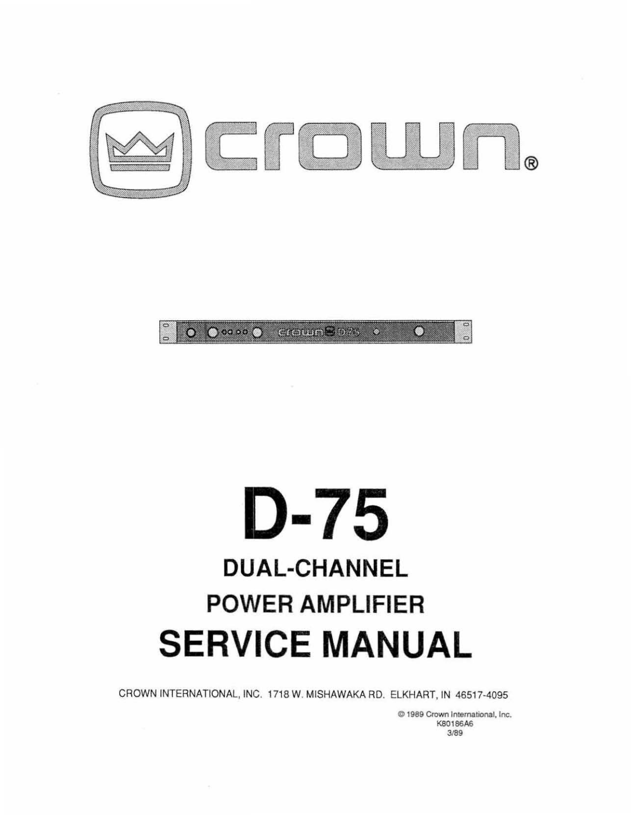Crown d75 User Manual