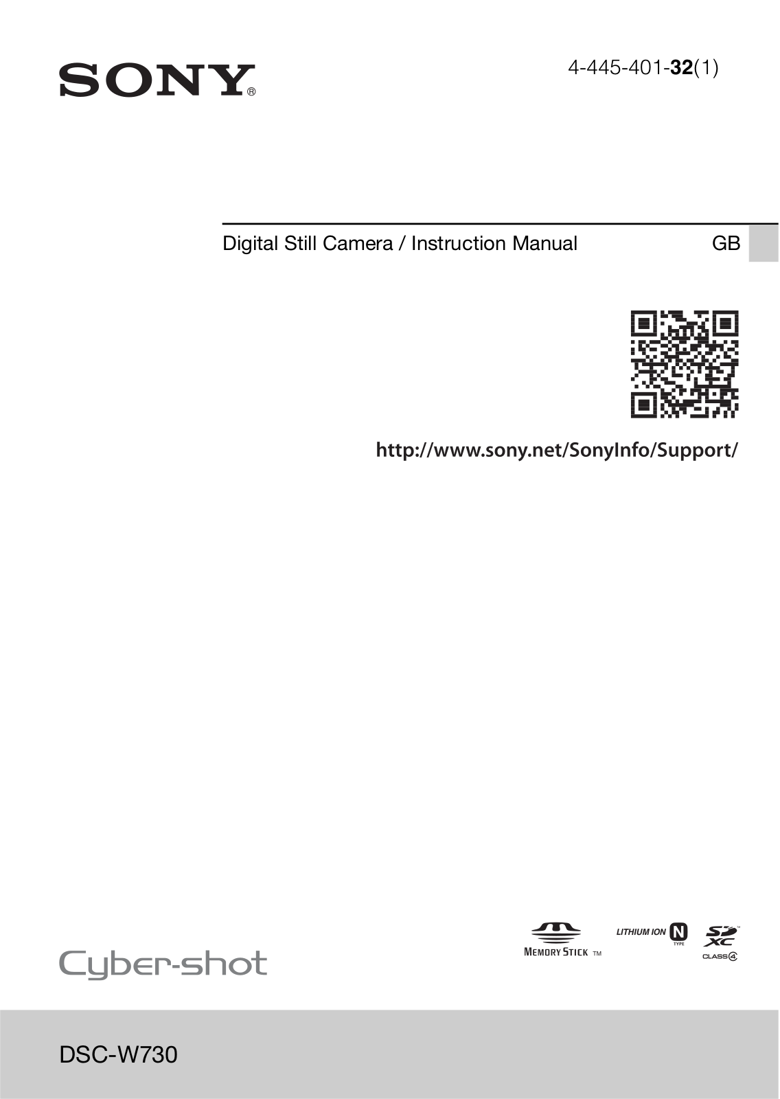 Sony CYBER-SHOT DSC-W730 User Manual