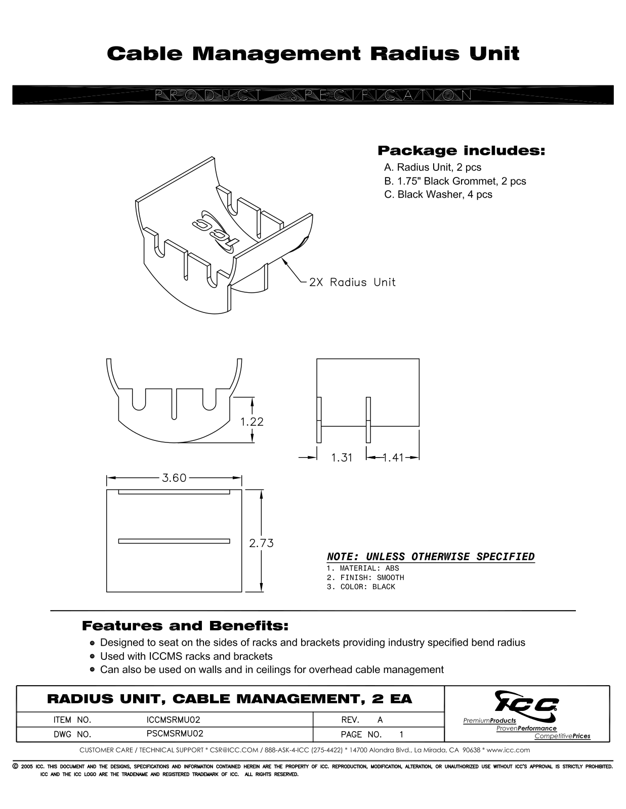 ICC ICCMSRMU02 Specsheet