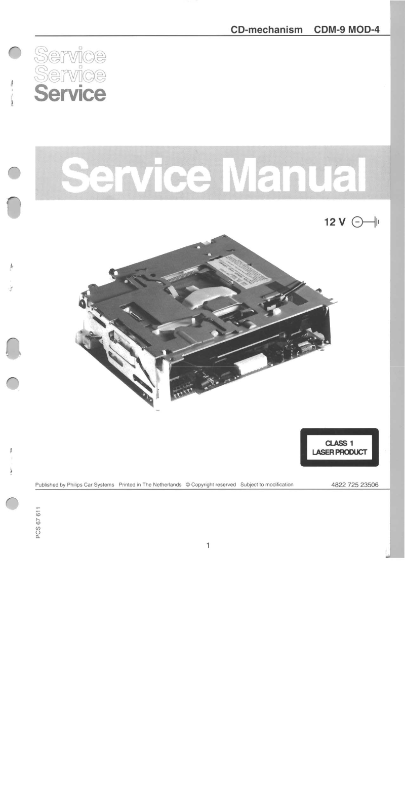 Philips CDM-9-MOD-4, CDM-9 Mk4 Service Manual