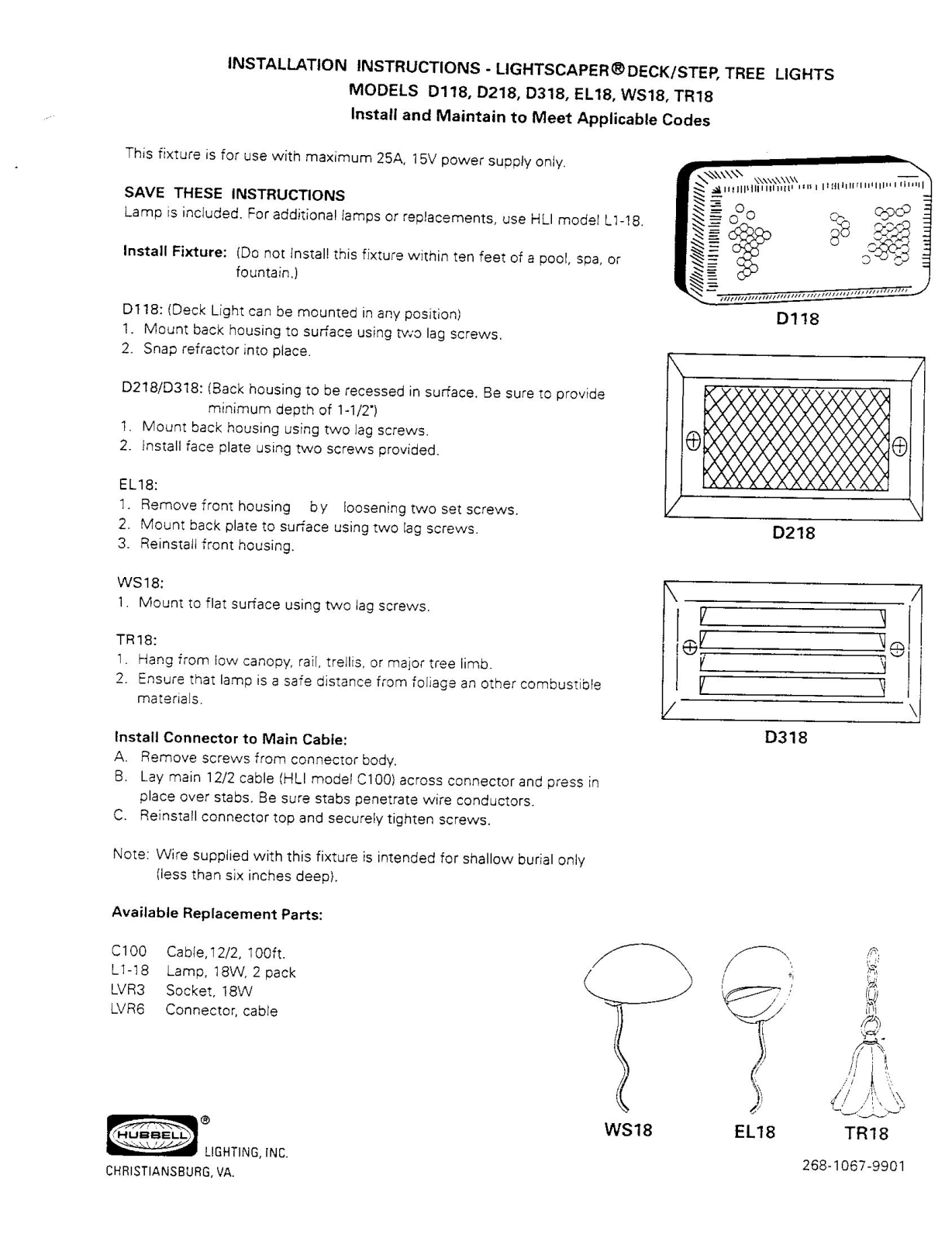 Hubbell lighting TREE, STEP, LGT SCAPER DECK User Manual