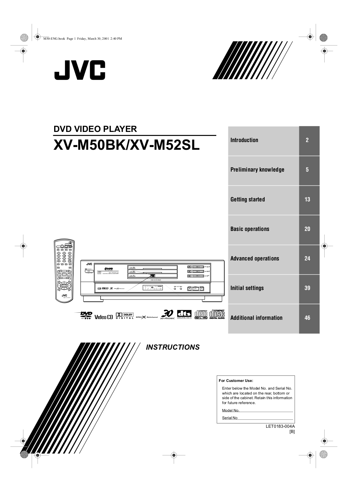 JVC XV-M50BK, XV-M52SL User Manual