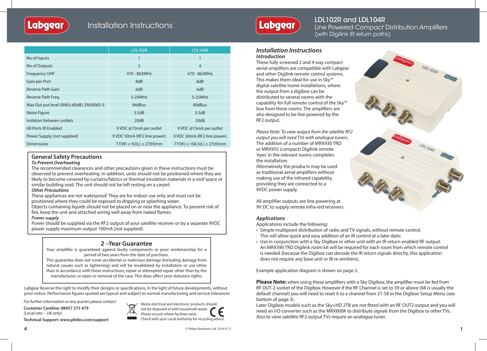 Labgear LDL102R, LDL104R User Manual