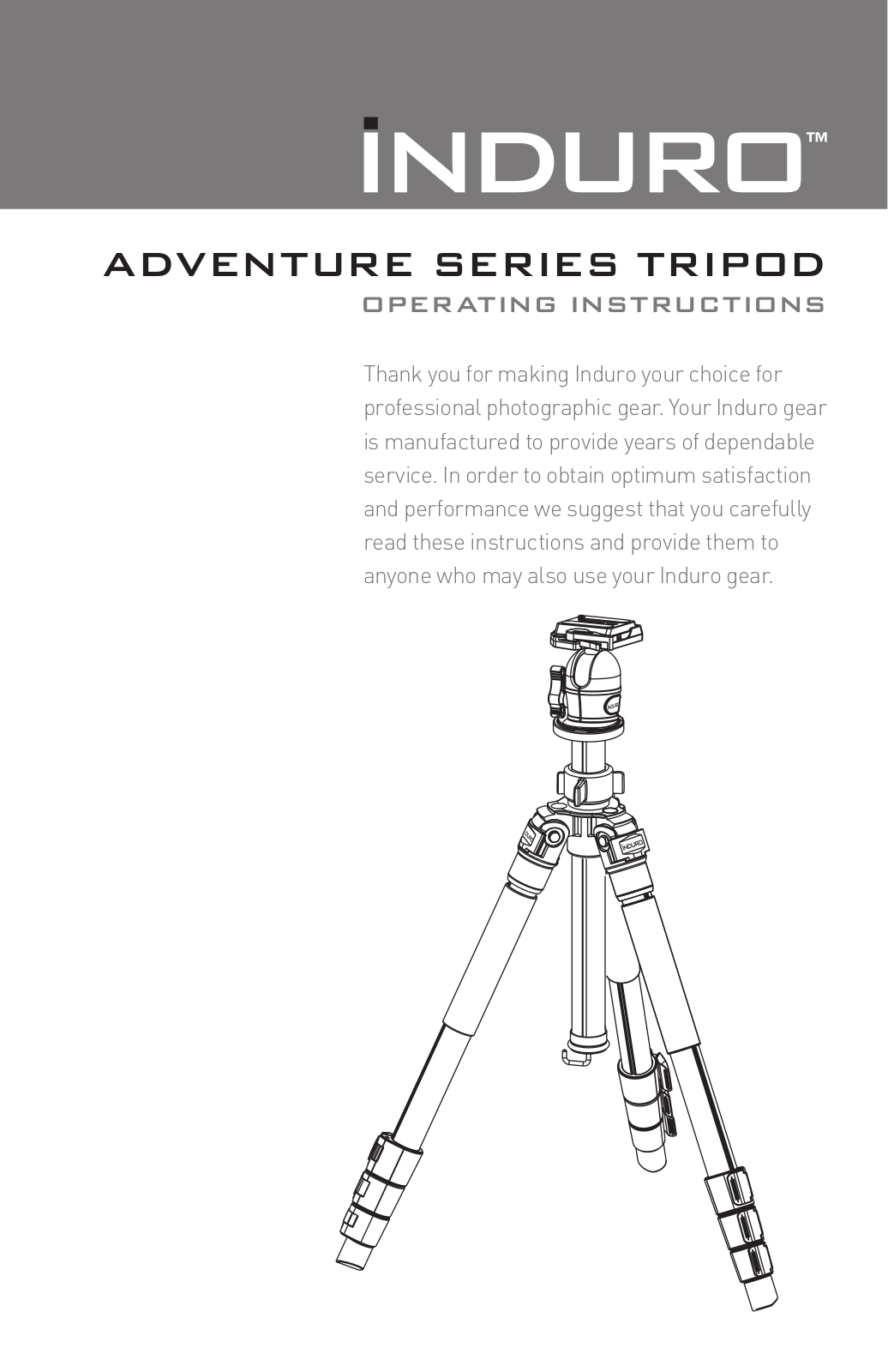 Induro Adventure AP Series Tripod User Manual