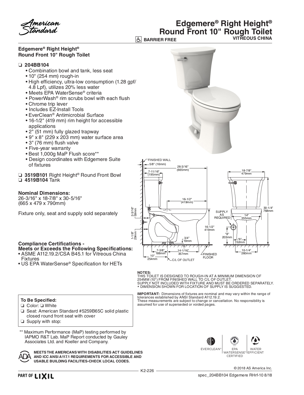 American Standard ASD10846 Specifications - ManualMachine.com
